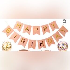 Happy Birthday Banner Gold and Pink - Brand New in Sealed Package.